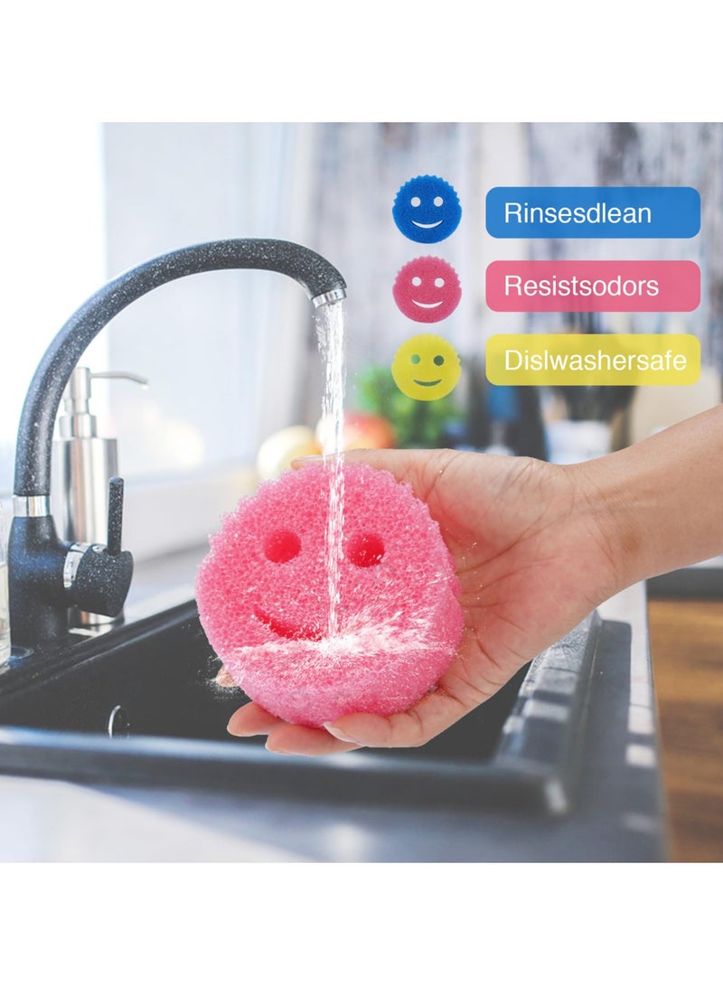 SYOSI Scrub Dish Sponge Set Color Variety Pack (8 Sponges & 1 Sponge Holder) Made with Polymer Foam - Stain & Odor Resistant Kitchen Sponge Set, Scratch-Free Sponges for Dishes & Home - Image 4