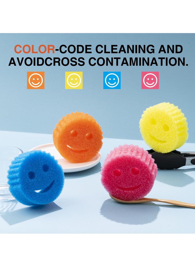 SYOSI Scrub Dish Sponge Set Color Variety Pack (8 Sponges & 1 Sponge Holder) Made with Polymer Foam - Stain & Odor Resistant Kitchen Sponge Set, Scratch-Free Sponges for Dishes & Home - Image 3