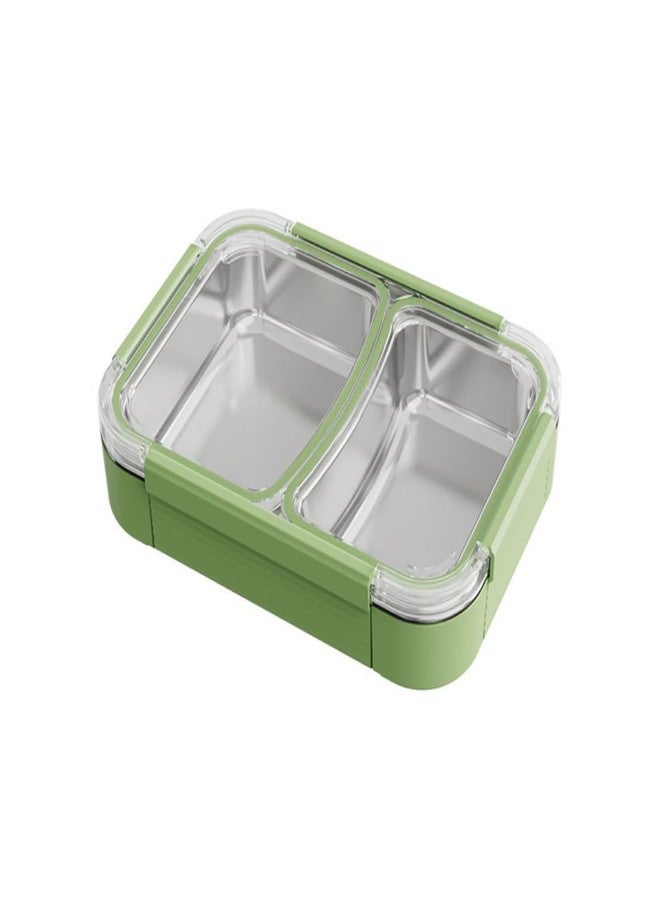 GAMAHA 2 Compartment Stainless Steel Lunch Box,Leak-Proof Bento Box with BPA-Free Lid, Microwave & Dishwasher Safe,Leak-Proof Snacks Tiffin Box for School & Easy to Clean (860ml,Green) - Image 3