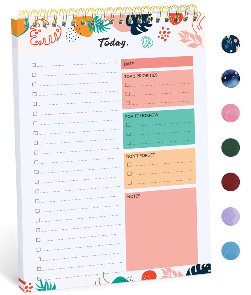 Taja To Do List Pad - To Do List Notebook for Work with 52 Sheets, Undated Daily Planner Perfect for Daily Tasks and Goal Setting, To Do List Notepad Suitable for Office, Home and School-Blossom Grove - Image 1