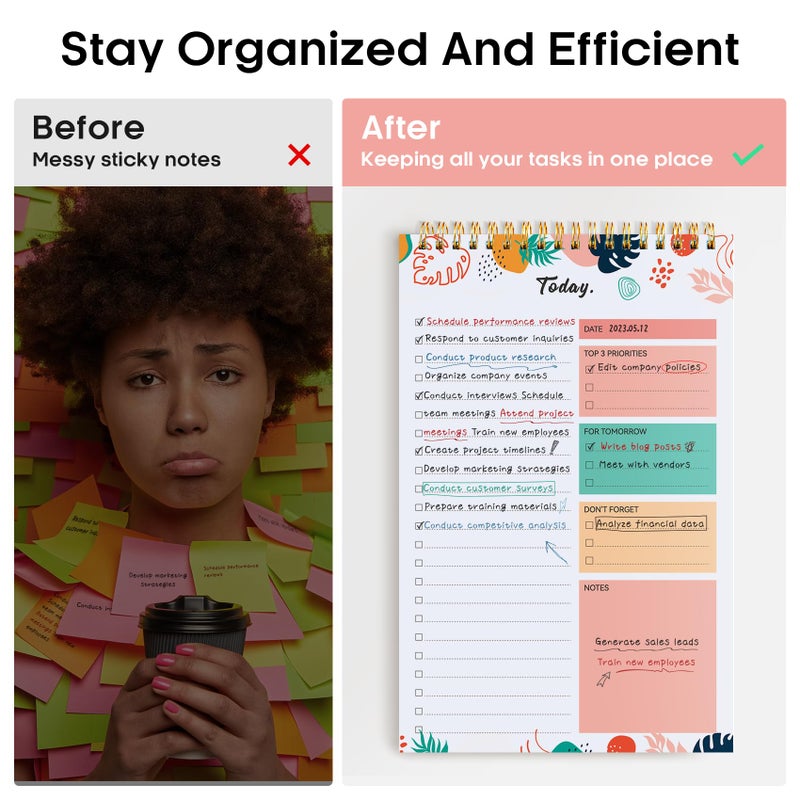 Taja To Do List Pad - To Do List Notebook for Work with 52 Sheets, Undated Daily Planner Perfect for Daily Tasks and Goal Setting, To Do List Notepad Suitable for Office, Home and School-Blossom Grove - Image 5