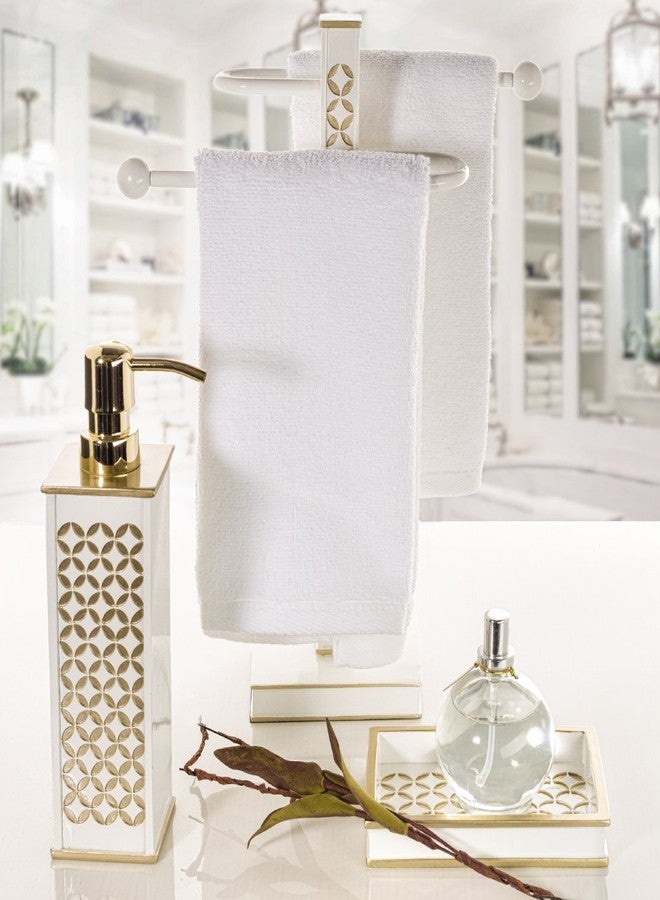 Creative Scents Diamond Lattice White Bathroom Accessories Set - Decorative 4 Piece Bathroom Accessory Set Includes: Soap Dispenser, Toothbrush Holder, Soap Dish and Tumbler, Gift Packaged - Image 3
