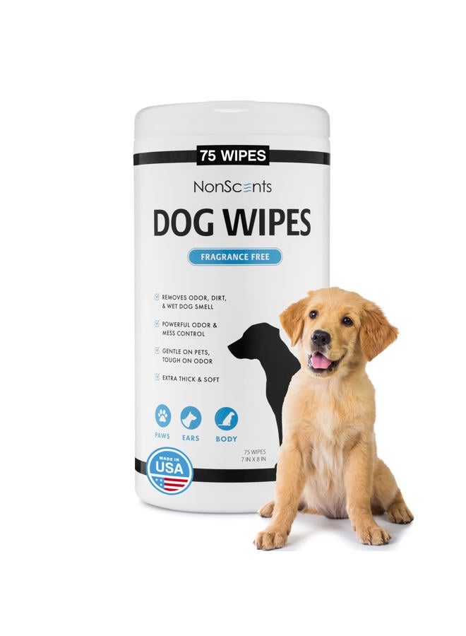 NonScents Grooming Wipes - Deodorizing Wipes for Dogs & Cats - Earth-Friendly, Hypoallergenic - 2-Pack (80 Total Wipes) - Image 1