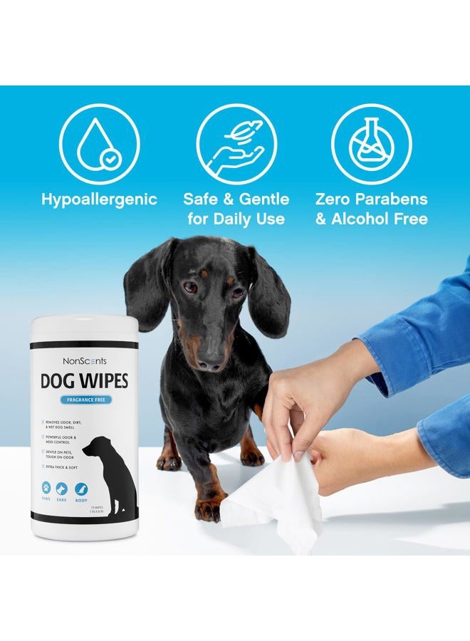 NonScents Grooming Wipes - Deodorizing Wipes for Dogs & Cats - Earth-Friendly, Hypoallergenic - 2-Pack (80 Total Wipes) - Image 5