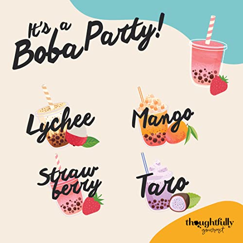 Thoughtfully, Mini Boba Pearl Party Set, Makes 16 Tasting Portions of Bubble Tea, Includes 4 Flavors, Cups, Lids, Straws, & Stickers, Boba Milk Tea Party Kit - Image 5