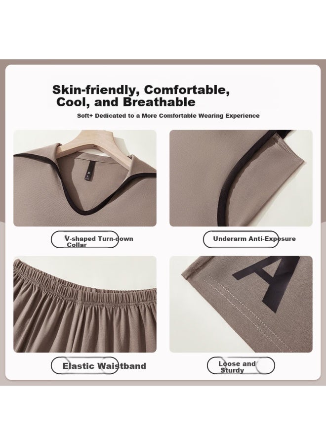 LANG SHA Langsha Women's Sleeveless Summer Modal Pajama Set Breathable Soft Homewear With Spaghetti Straps, New Style, Suitable For Outdoor Wear - Image 5