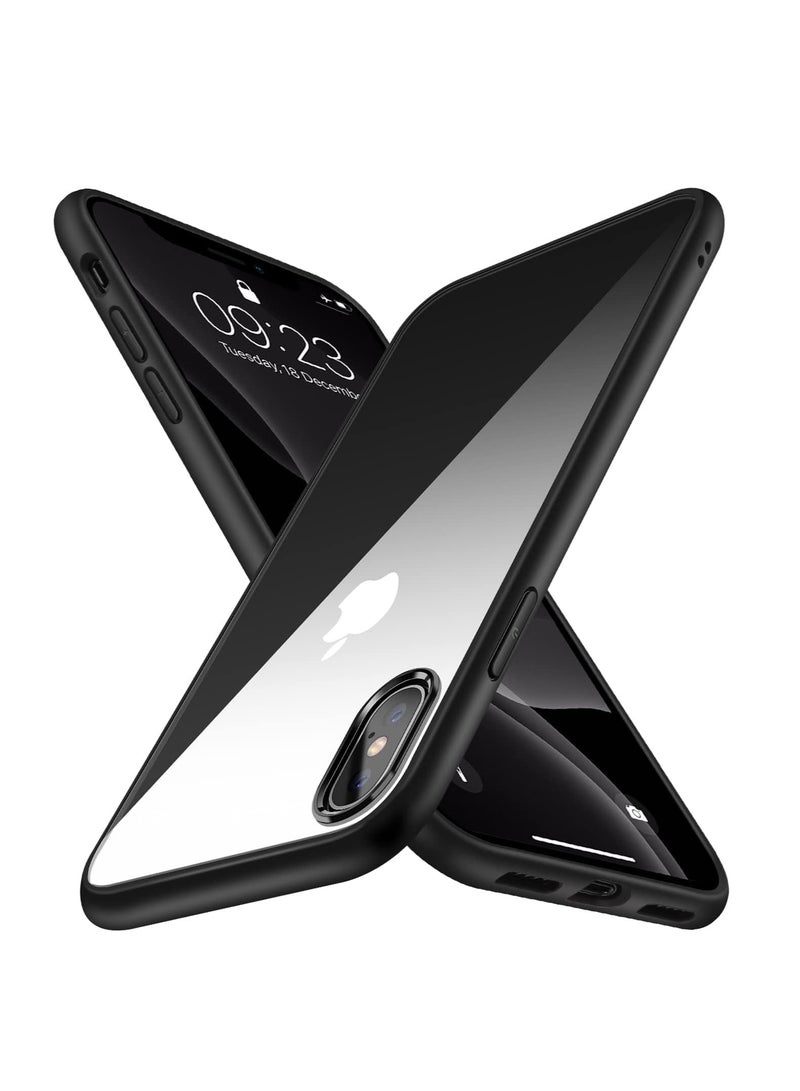 Case Compatible With iPhone X/iphone XS, Clear Case Shockproof Hard PC +Soft Silicone [Not Yellowing] Transparent Protective Slim Case Phone - Black