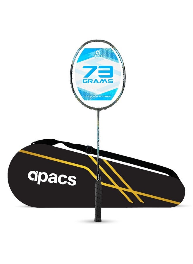 Apacs راكيت بادل أباتس كاونتر أتاك (73 جرام، 35 رطل) صنع في فيتنام | راكيت بادل غير مشدود من الجرافيت الياباني مع غلاف كامل | G2-4 1/8 بوصة (أسود فضي) - Image 1