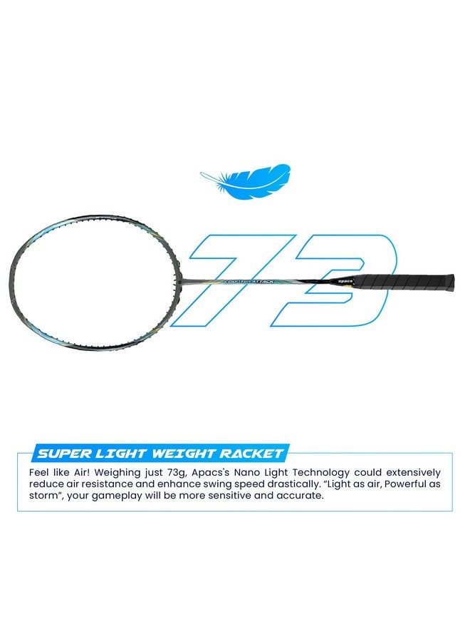 Apacs راكيت بادل أباتس كاونتر أتاك (73 جرام، 35 رطل) صنع في فيتنام | راكيت بادل غير مشدود من الجرافيت الياباني مع غلاف كامل | G2-4 1/8 بوصة (أسود فضي) - Image 2