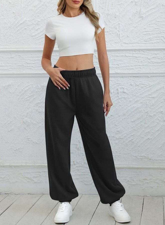 ATHMILE Sweatpants Women Baggy Lounge Pants Workout Gym Active High Waisted Comfy Joggers for Women Fall Clothes 2026, Black, M - Image 2