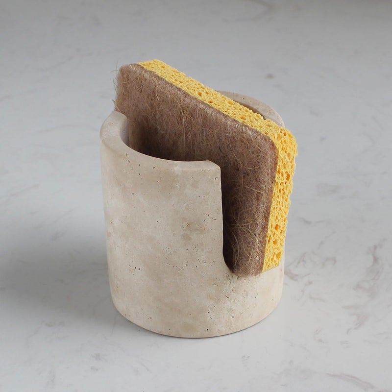 Natust Natural Travertine Sponge Holder for Kitchen Sink, Drying Rack, Compact Sink Caddy Organizer (Beige Travertine) - Image 5