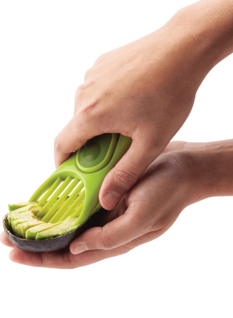 جوا قطاعة أفوكادو 3 في 1 سهلة الاستخدام وخالية من مادة BPA باللونين الأخضر والأبيض مقاس 7.5 بوصة - Image 5