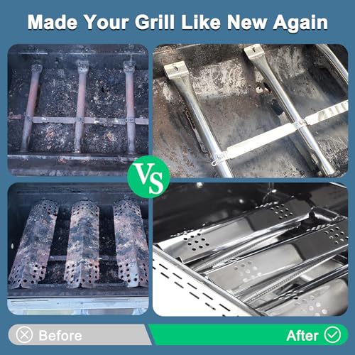 Adviace Grill Replacement Parts for Charbroil 463340516 463370519 463370516 463278418 Gas 2 Coal Grill, Grill Grates, Burner and Igniter, Heat Shield Tent, Flame Carryover Kit for Charbroil Gas2coal 463340516 - Image 3