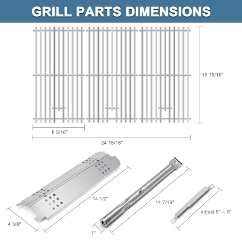 Adviace Grill Replacement Parts for Charbroil 463340516 463370519 463370516 463278418 Gas 2 Coal Grill, Grill Grates, Burner and Igniter, Heat Shield Tent, Flame Carryover Kit for Charbroil Gas2coal 463340516 - Image 4