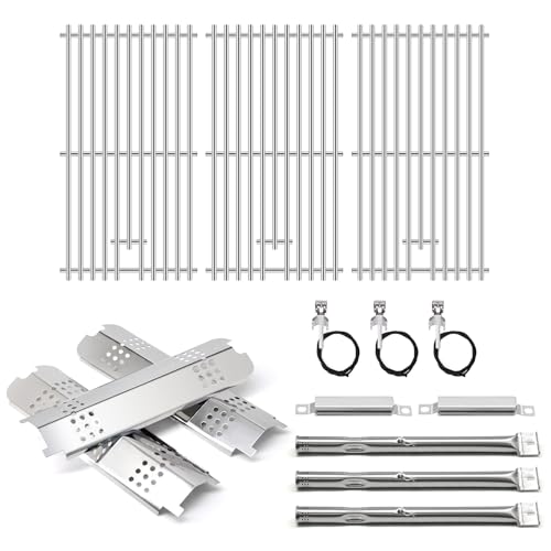 Adviace Grill Replacement Parts for Charbroil 463340516 463370519 463370516 463278418 Gas 2 Coal Grill, Grill Grates, Burner and Igniter, Heat Shield Tent, Flame Carryover Kit for Charbroil Gas2coal 463340516 - Image 1