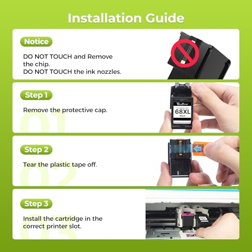 Valuetoner 68XL Ink Cartridges Black Color Combo Pack for HP Ink 68 68XL 68e Replacement for HP 68XL 68 68e Ink Cartridges Compatible with Envy 6155e 6555e 6152e 6552e 6558e 6165e (2 Pack, 1 Black, 1 Tri-Color) - Image 5