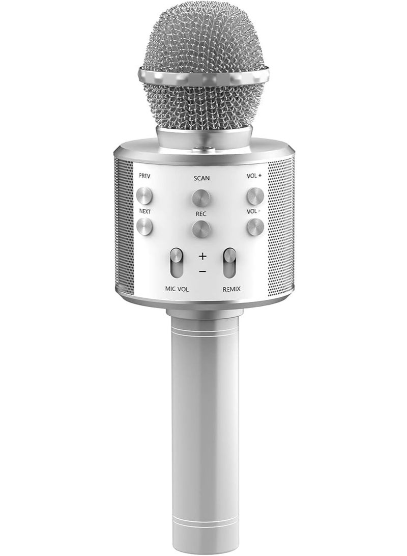 ELTRAZONE Wireless Bluetooth Karaoke Microphone,Rechargeable Kids Microphone Karaoke Machine - Best Gifts for Kids Adults (Silver) - Image 1