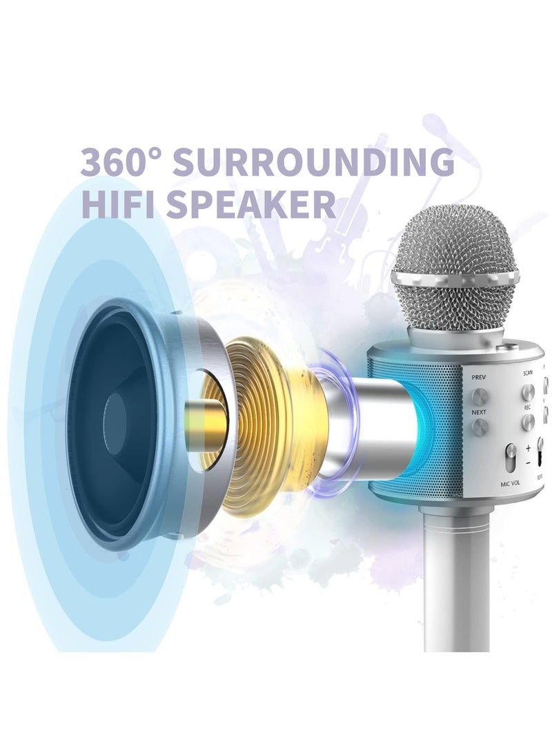 ELTRAZONE Wireless Bluetooth Karaoke Microphone,Rechargeable Kids Microphone Karaoke Machine - Best Gifts for Kids Adults (Silver) - Image 4
