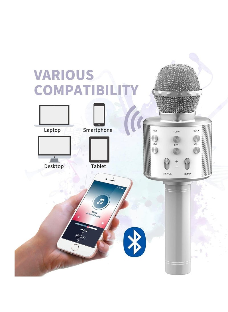 ELTRAZONE Wireless Bluetooth Karaoke Microphone,Rechargeable Kids Microphone Karaoke Machine - Best Gifts for Kids Adults (Silver) - Image 3