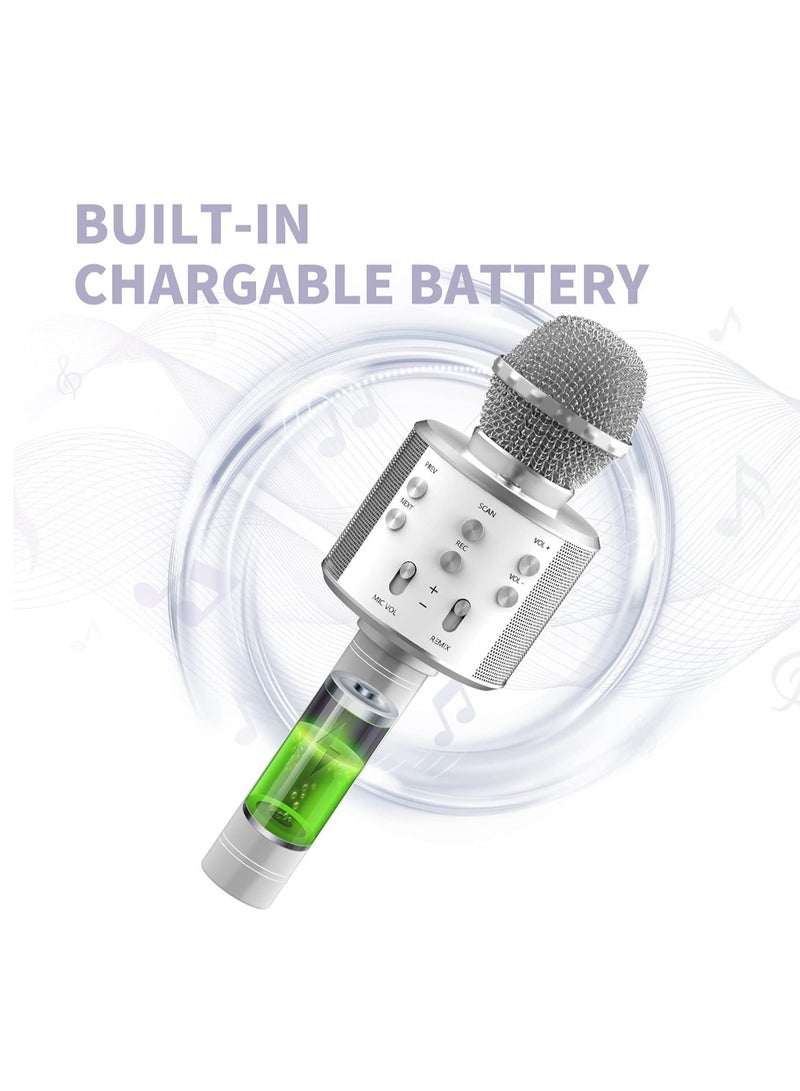 ELTRAZONE Wireless Bluetooth Karaoke Microphone,Rechargeable Kids Microphone Karaoke Machine - Best Gifts for Kids Adults (Silver) - Image 5