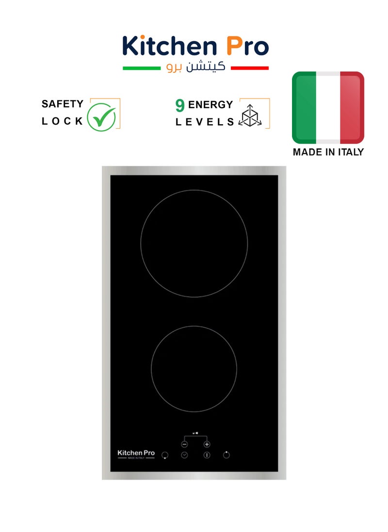 kitchen Pro Built-in Electric Surface - 2 Ceramic Burners - Touch - Made in Italy - Black - KP305/VTC  - Image 1
