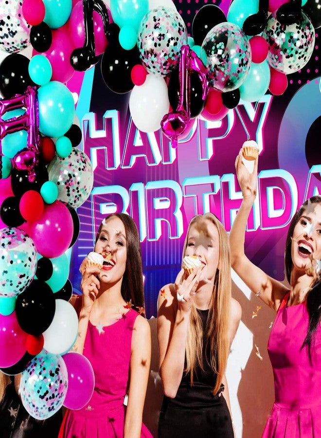 Haptda Music Notes Party Decorations, Karaoke Balloon Garland & Arch Kit, White, Rose Red, Seafoam Blue, Black Latex Balloons Confetti Balloon Musical Note Foil Balloon Strip Set for Birthday Party Supplies - Image 2