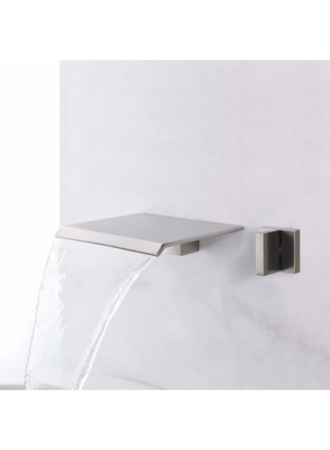 sumerain Wall Mount Tub Faucet Brushed Nickel With Hand Shower and Wide Waterfall Spout High Flow Rate, - Image 5