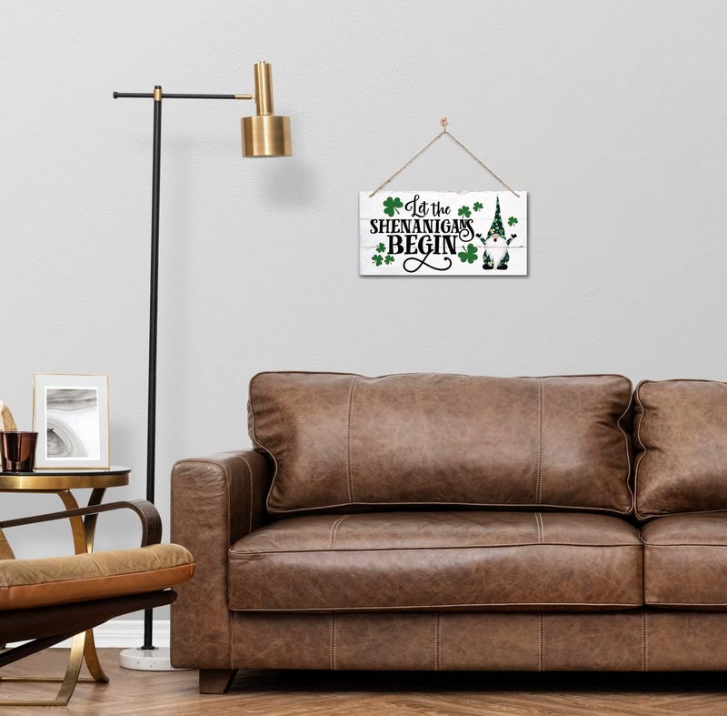 Gkwa St. Patrick's Day Gnome Wood Sign - 'Let the Shenanigans Begin' - Hanging Wall Art, Irish Home Decor - Image 4