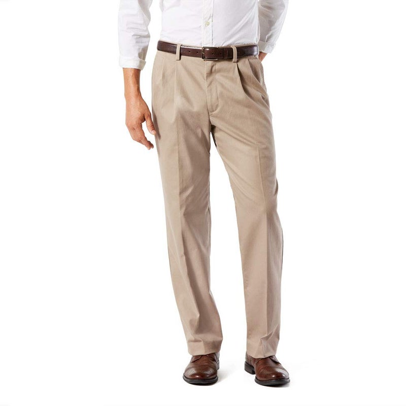 Dockers Men's Classic Fit Easy Khaki Pants-Pleated (Standard and Big & Tall), Timberwolf, 38W x 30L - Image 2