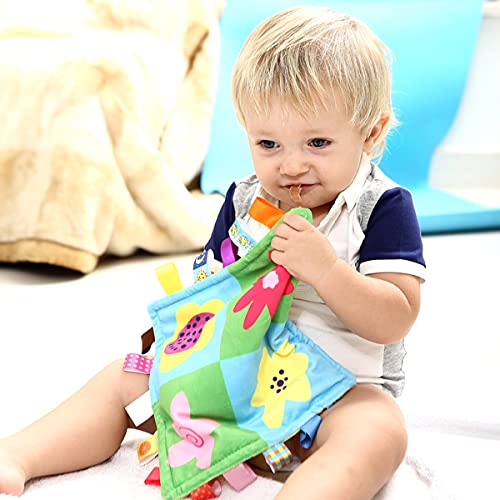 FOMAISELF 1 PC Soft Baby Tag Blanket,10.4x10.4INCH Cute Taggy Security Blanket, Colorful Label Blanket Gift for Baby(Car) - Image 5