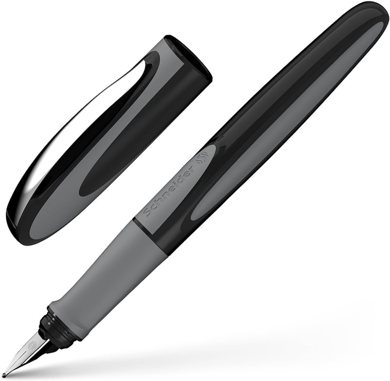 Schneider Ray Fountain Pen M (Medium), Refillable, Onyx Barrel, Royal Blue Erasable Ink Cartridge, Pack of 1 Pen (168207) - Image 1