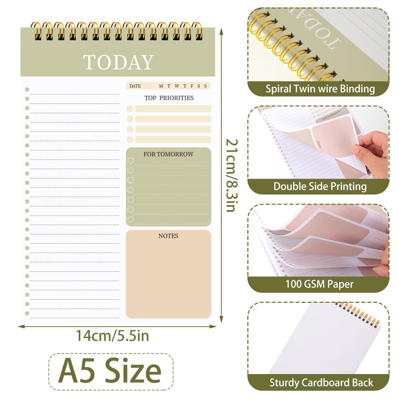 Thboxes 2 Packs To Do List Notepad, Total 208 Pages To Do List Notebook A5 Undated Daily Planner Notepad with Task Checklist Home Office School Supplies - Image 2