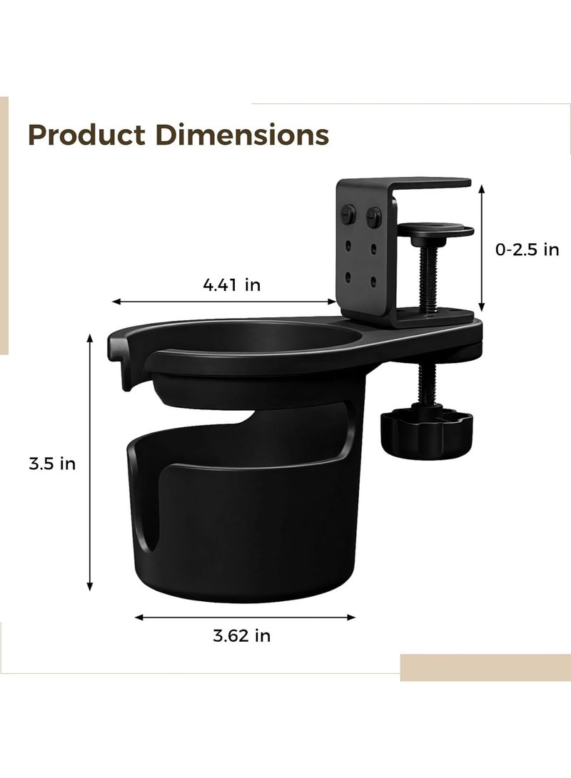 عام **حامل أكواب قابل للتعديل والدوران مع تصميم مشبك - لتخزين القهوة والمشروبات، بلاستيك أسود، يناسب الأكواب القياسية، مثالي للمكاتب، الألعاب، والاستخدام في السيارة.** - Image 3