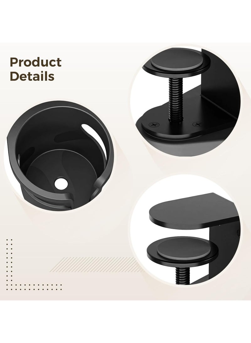 عام **حامل أكواب قابل للتعديل والدوران مع تصميم مشبك - لتخزين القهوة والمشروبات، بلاستيك أسود، يناسب الأكواب القياسية، مثالي للمكاتب، الألعاب، والاستخدام في السيارة.** - Image 4