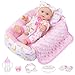 BDDOLL 12 Inch Baby Doll Crib Playset with Dolls Clothes and Accessories Including Soft Sleep Bassinet Bed Bottles Nipple Eye Mask Slippers Blanket Pillow Gift Idea for Ages 3 - Image 2