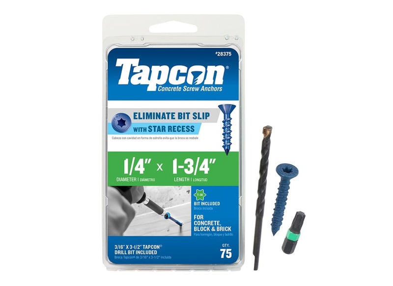 Tapcon 28375 1/4x1-3/4 Blue Star Drive Bugle Head Concrete Anchors 75/Box - Image 1