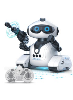 SYOSI Robot Toys Rechargeable Smart Remote Control Robot with Voice Control Gesture Sensing RC Shining LED Eyes Dancing Singing Recording Repeat  Robot Gifts for Boys and Girls Age 3+  - Image 1
