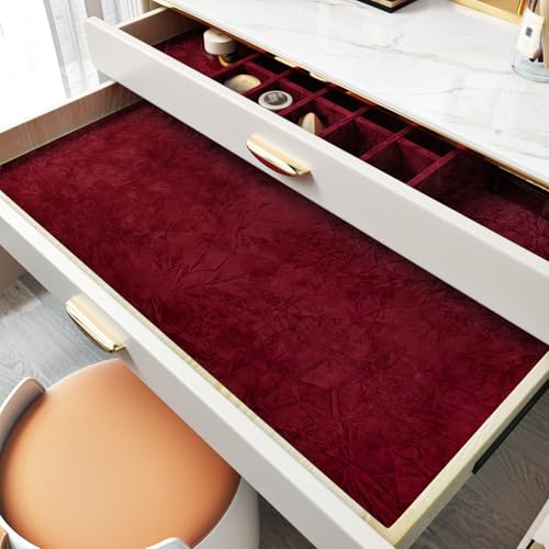 WESTICK Red Velvet Wallpaper Peel and Stick Soft Felt Fabric Contact Paper for Jewelry Box Liner Self Adhesive Flocking Fabric Wallpaper Velvet Drawer Liner for Shelf Christmas DIY Decor 158x394 - Image 3