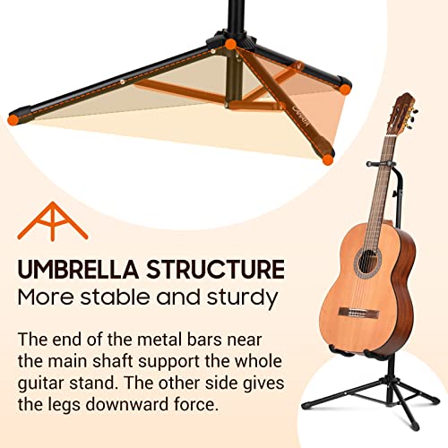 CAHAYA Guitar Stand Floor - Folding Universal Guitar Holder for Acoustic Electric Guitars Bass Guitar Adjust Height from 30.7 to 37 In Folding Tripod Guitar Stands with Neck Holder - Image 2