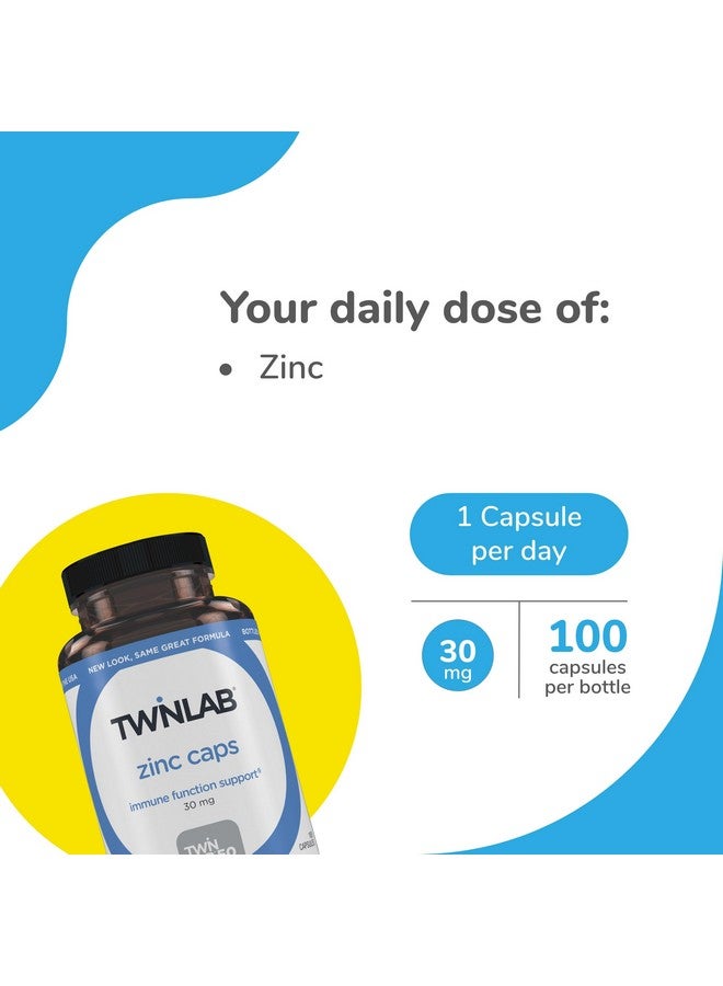 Twinlab Zinc Caps - Immune Support Supplement - Zinc Picolinate & Zinc Gluconate - Pure Zinc Supplement for Immune Defense, Healthy Skin, DNA Synthesis, Metabolism and Growth - 30mg, 100 Caps - 2 Pack - Image 3