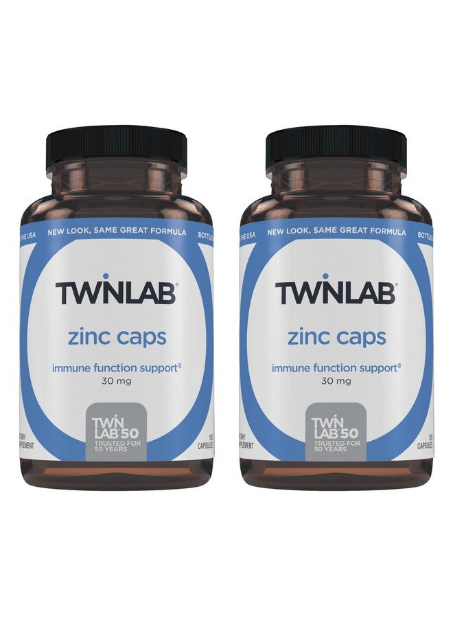 Twinlab Zinc Caps - Immune Support Supplement - Zinc Picolinate & Zinc Gluconate - Pure Zinc Supplement for Immune Defense, Healthy Skin, DNA Synthesis, Metabolism and Growth - 30mg, 100 Caps - 2 Pack - Image 1