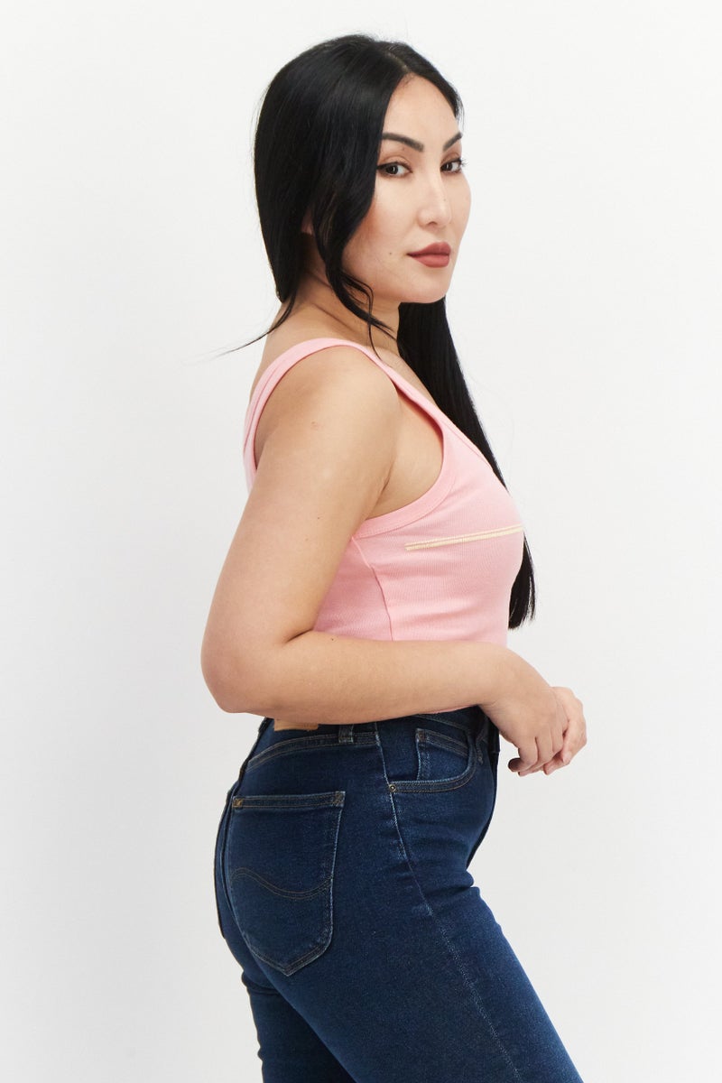 Billabong تي شيرت نسائي بلا أكمام بتصميم جرافيكي، وردي - Image 2