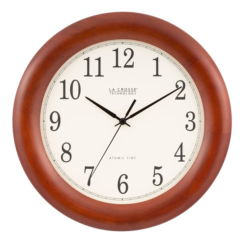 La Crosse Technology 125 Inch Cherry Wood Atomic Analog Clock WT3122AINT