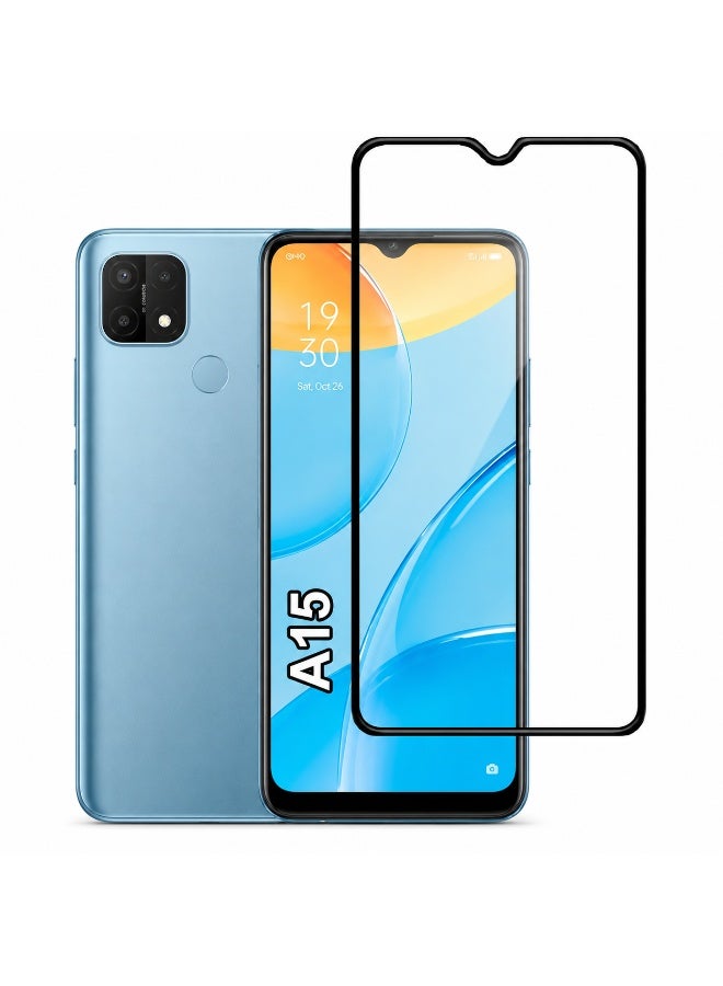 DEER Full Glue Ghazala Shield Anti-Static Tempered Glass Screen Protector for OPPO A15s - Black Edge - Image 1
