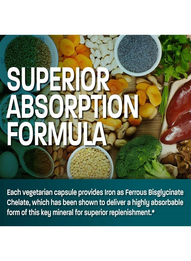 Bronson حديد بيزغليسينات 25 ملغ لطيف على المعدة، يدعم الطاقة وإنتاج خلايا الدم الحمراء الصحية - تركيبة غير مسببة للإمساك - غير معدلة وراثيًا، 180 كبسولة نباتية - Image 4