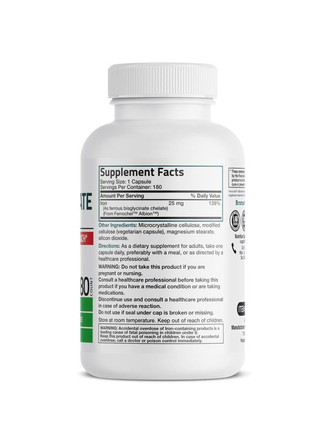 Bronson Iron Bisglycinate 25 mg Gentle on The Stomach, Supports Energy & Healthy Red Blood Cell Production - Non-Constipating Formula - Non GMO, 180 Vegetarian Capsules - Image 2