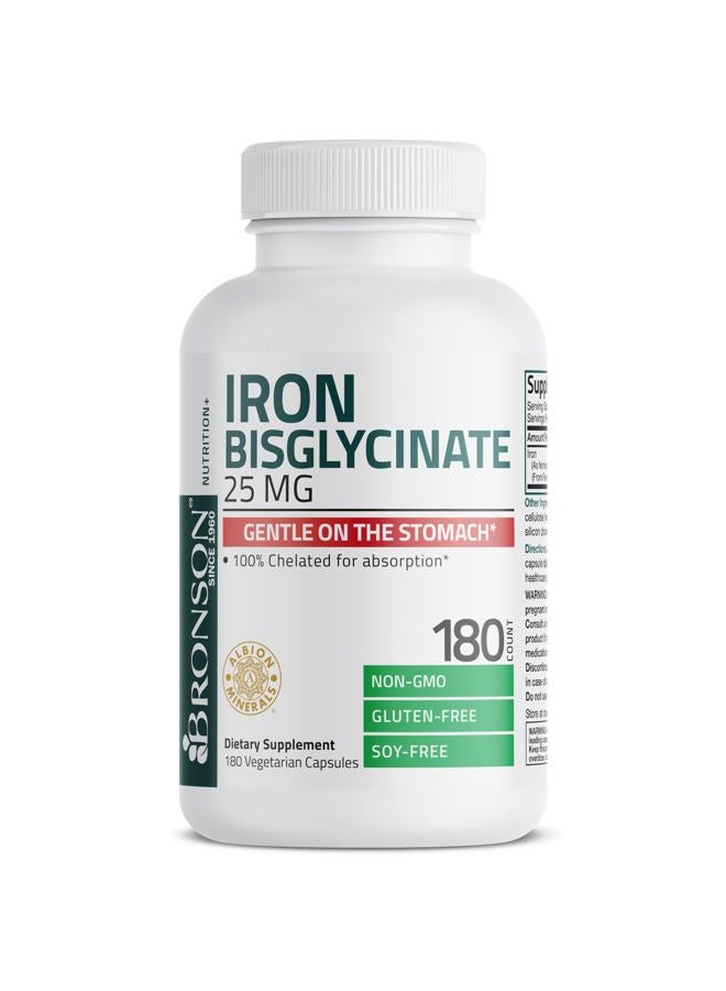 Bronson Iron Bisglycinate 25 mg Gentle on The Stomach, Supports Energy & Healthy Red Blood Cell Production - Non-Constipating Formula - Non GMO, 180 Vegetarian Capsules - Image 5