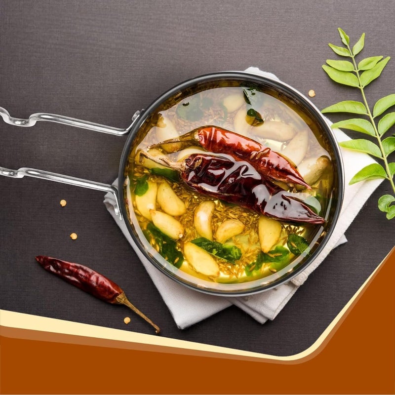 Regalo Regalo Iron Tadka pan 12 cm Tadka Pan vaghariya 05 L Capacity for Spice TemperingSeasoning Long Wire HandleInduction Gas Ready  - Image 2