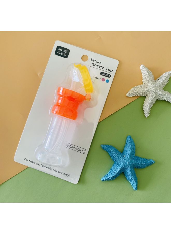2023 Style Bottle Cap Converter Leak-proof Children's Drink Straw Cap Baby Anti-choking Sippy Cup-Color:With Bottle Straw Cover-orange-card Holder-Specifications:1  - Image 1