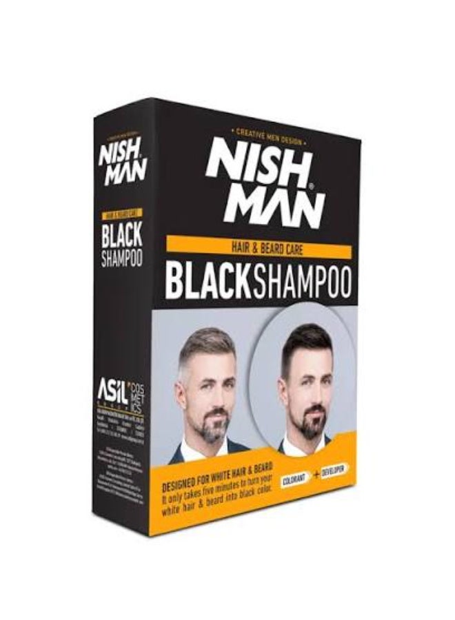 NISHMAN Black Hair & Beard Color Shampoo 200 ml Twin Pack - Image 2